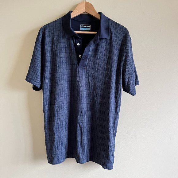 PGA Tour Pro Series Athletic Fit 3-Button Polo Golf Shirt Mens Sz M Blue - Picture 1 of 6
